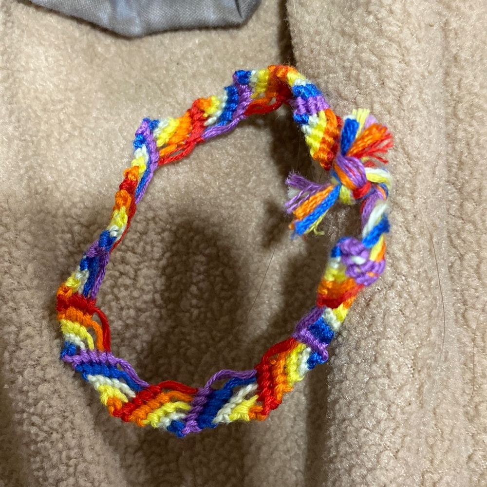 Home made rainbow bracelet, it’s about 16 inches